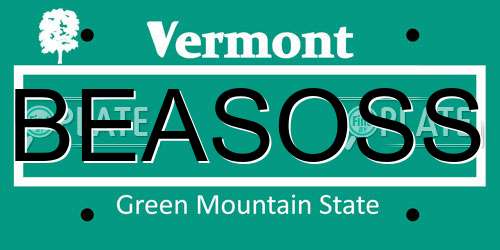 BEASOSS Vermont License Plate