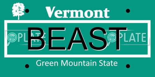 BEAST Vermont License Plate