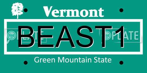 BEAST1 Vermont License Plate