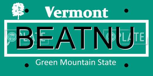 BEATNU Vermont License Plate