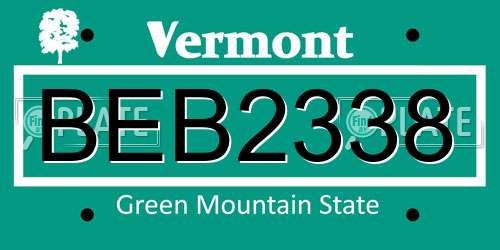 BEB2338 Vermont License Plate