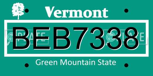 BEB7338 Vermont License Plate