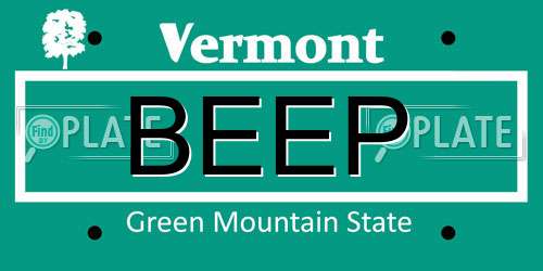 BEEP Vermont License Plate