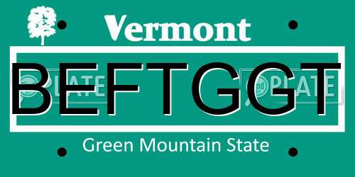 BEFTGGT Vermont License Plate