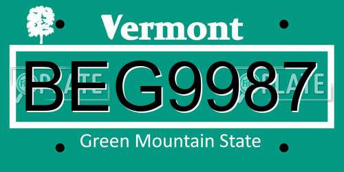 BEG9987 Vermont License Plate