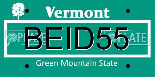 BEID55 Vermont License Plate