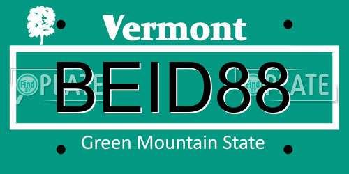 BEID88 Vermont License Plate