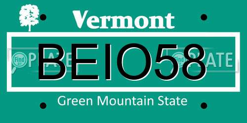 BEIO58 Vermont License Plate