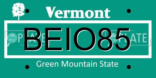 BEIO85 Vermont License Plate