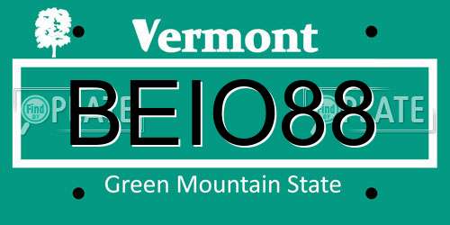 BEIO88 Vermont License Plate