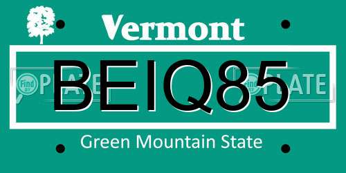 BEIQ85 Vermont License Plate