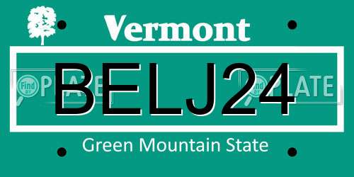 BELJ24 Vermont License Plate