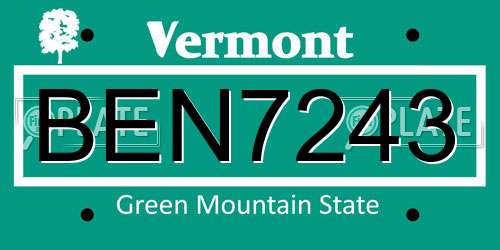 BEN7243 Vermont License Plate