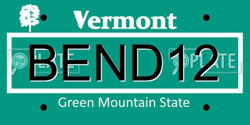 BEND12 Vermont License Plate