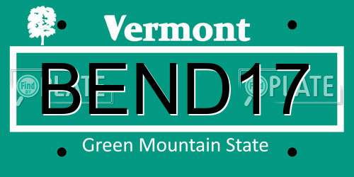 BEND17 Vermont License Plate