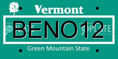 BENO12 Vermont License Plate