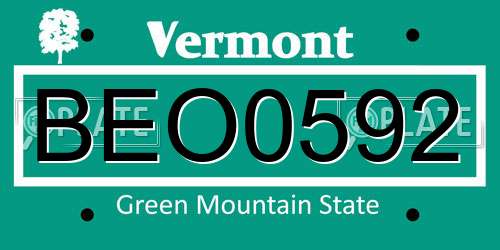 BEO0592 Vermont License Plate