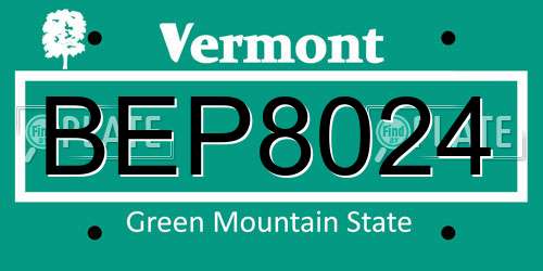 BEP8024 Vermont License Plate