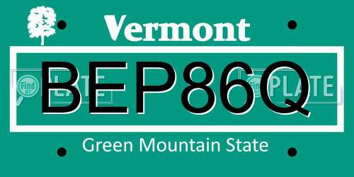 BEP86Q Vermont License Plate