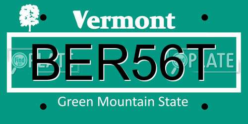 BER56T Vermont License Plate