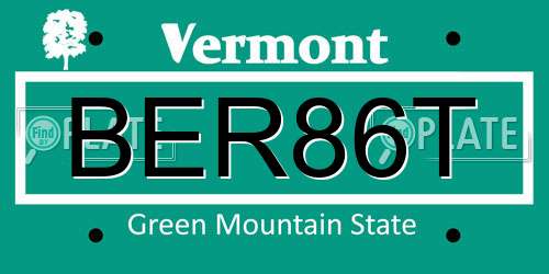 BER86T Vermont License Plate