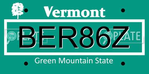 BER86Z Vermont License Plate