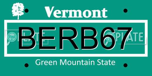 BERB67 Vermont License Plate