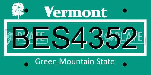 BES4352 Vermont License Plate