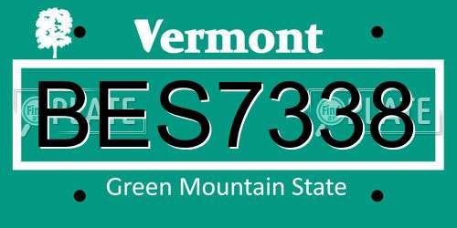 BES7338 Vermont License Plate