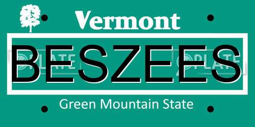 BESZEES Vermont License Plate