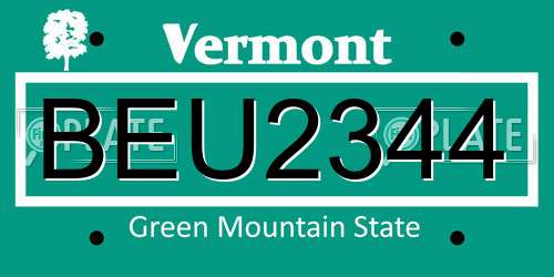 BEU2344 Vermont License Plate