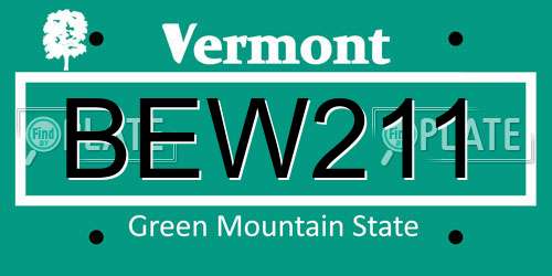 BEW211 Vermont License Plate