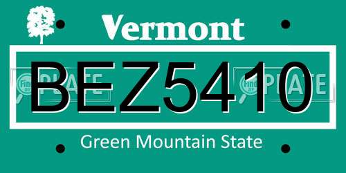 BEZ5410 Vermont License Plate