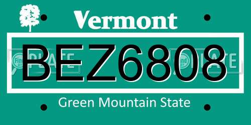 BEZ6808 Vermont License Plate