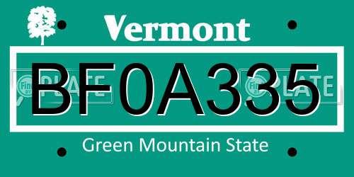 BF0A335 Vermont License Plate