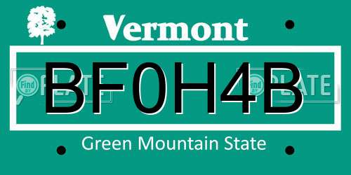 BF0H4B Vermont License Plate