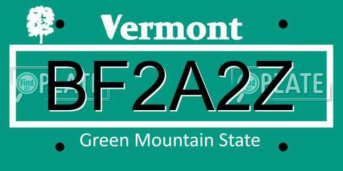 BF2A2Z Vermont License Plate