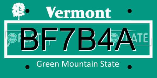 BF7B4A Vermont License Plate