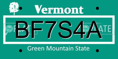 BF7S4A Vermont License Plate