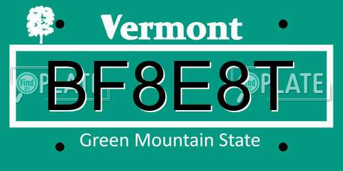 BF8E8T Vermont License Plate