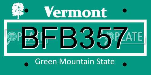 BFB357 Vermont License Plate