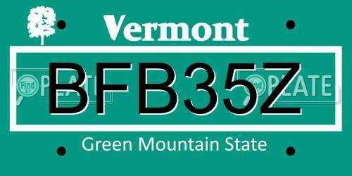 BFB35Z Vermont License Plate