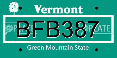 BFB387 Vermont License Plate