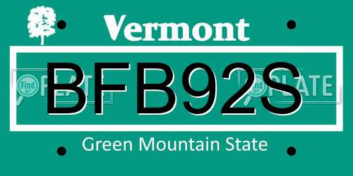 BFB92S Vermont License Plate