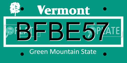 BFBE57 Vermont License Plate