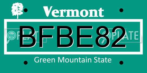BFBE82 Vermont License Plate