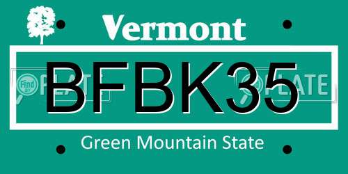BFBK35 Vermont License Plate