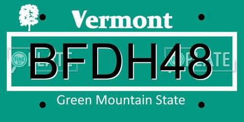 BFDH48 Vermont License Plate