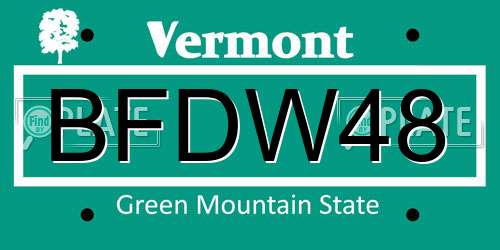 BFDW48 Vermont License Plate