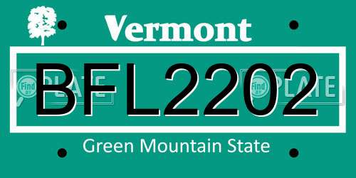 BFL2202 Vermont License Plate